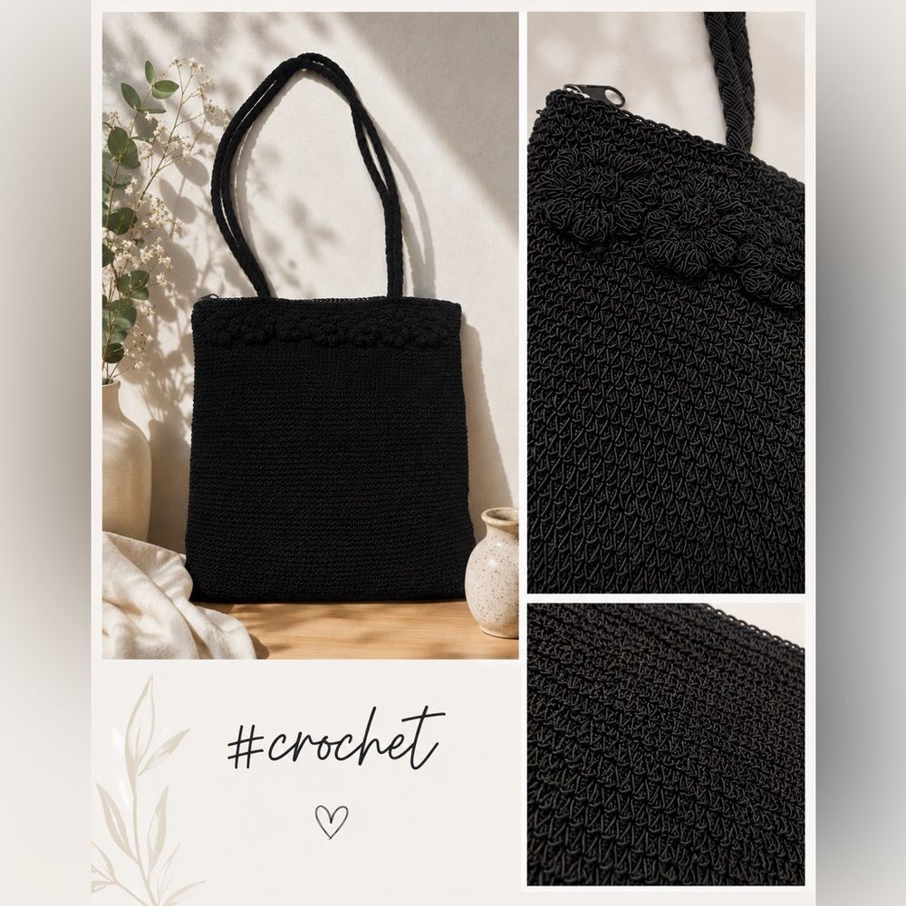 Black Knit Shoulder Bag - Unbranded